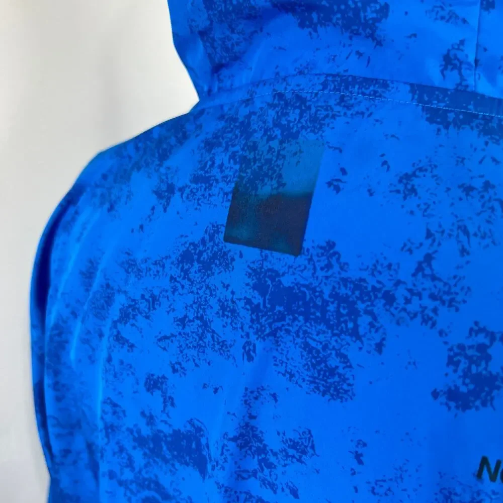 THE NORTH FACE Lightweight Nylon Windbreaker Blue Print Men's Hooded Jacket S